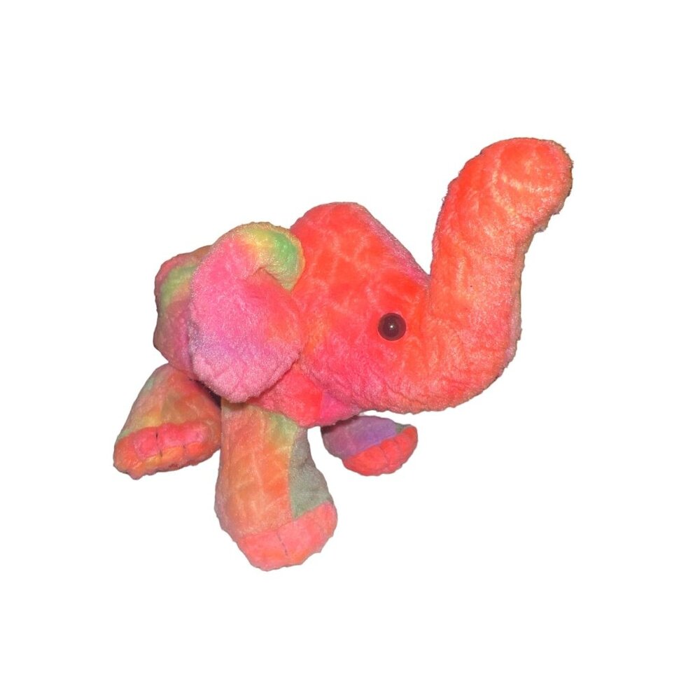 Vintage‎ AVON 1999 Neon Multi-Colored Rainbow Elephant Bean Bag 7”